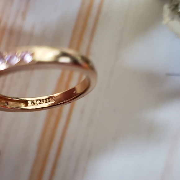 ❤Goldtone 925 Sterling Silver Ring with CZ Gemstone/ac - Picture 7 of 8